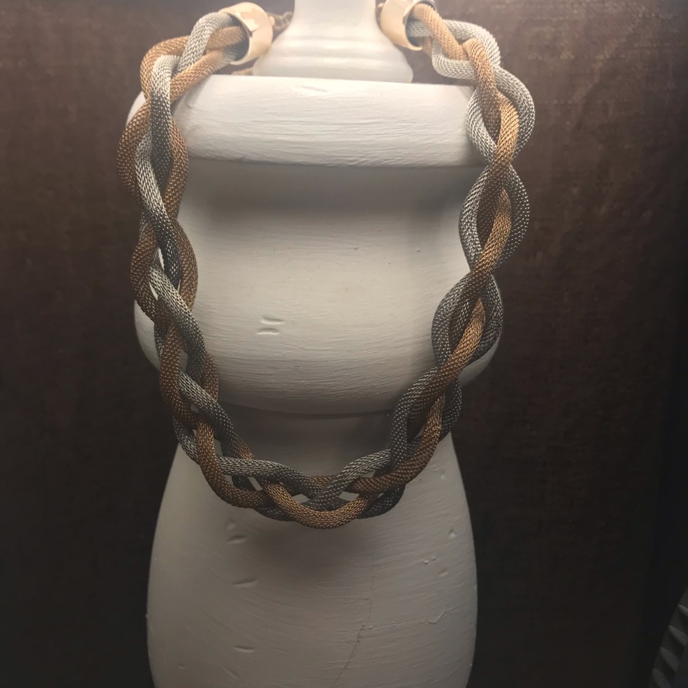 Braided gold and silver necklace